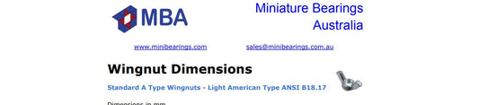 Metric Wingnut Dimension Chart