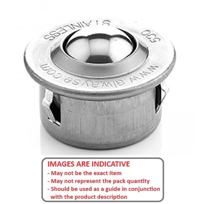 1163537 | BTU0060-010-F-SS --- Flange Mount Ball Transfer Units - 55 kg - 6.7x24 mm - Stainless Steel AISI 420C and Zinc Plated Mild Steel