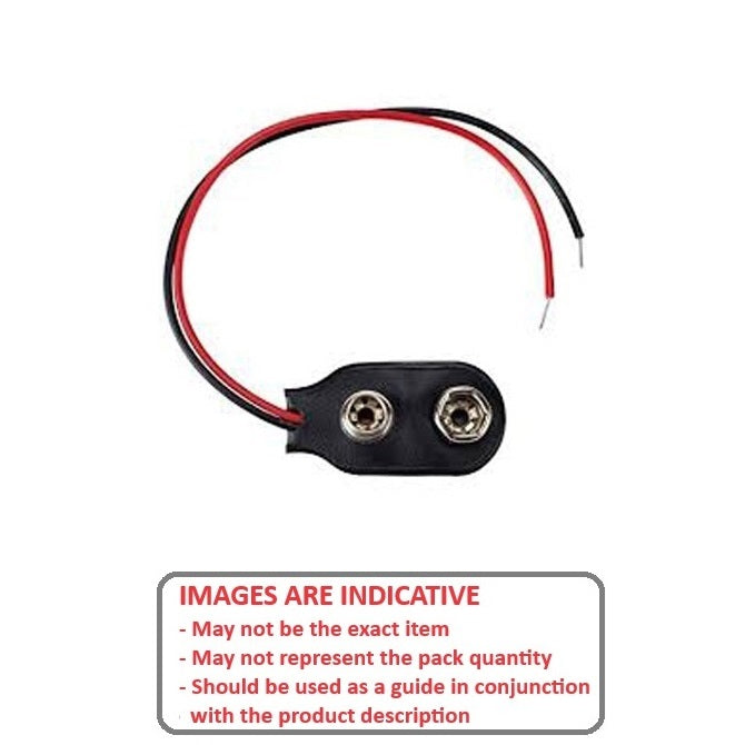1000095 | BAT-HOL-9V-WS (2 Pcs) --- Holders Battery Accessories - 9V Snap On 9V Battery - Plastic