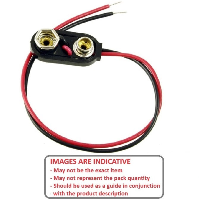 1000093 | BAT-HOL-9V-WSQ (2 Pcs) --- Holders Battery Accessories - 9V Snap On 9V Battery - Plastic