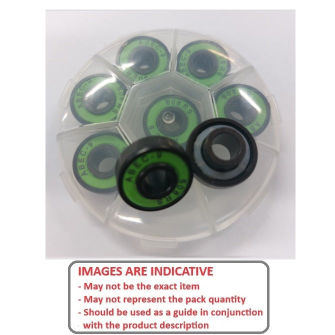 1224261 | W608-1-RG-SKATE-PK8 (8 Pcs) --- Skate Board and Skating Bearings - For general skating with extended inner ring Extended inner ring one side - SET OF 8 BEARINGS - 8x22x7 inner width 12.5 - - Chrome Steel / Nylon Cage