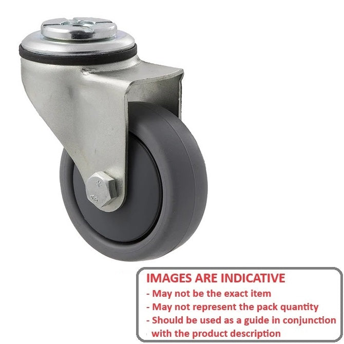 1175154 | RWC-S3714 (5 Pcs) --- Bolt Castors - Wheel Diameter 75 Swivel 50 mm - Grey Rubber - Non Marking