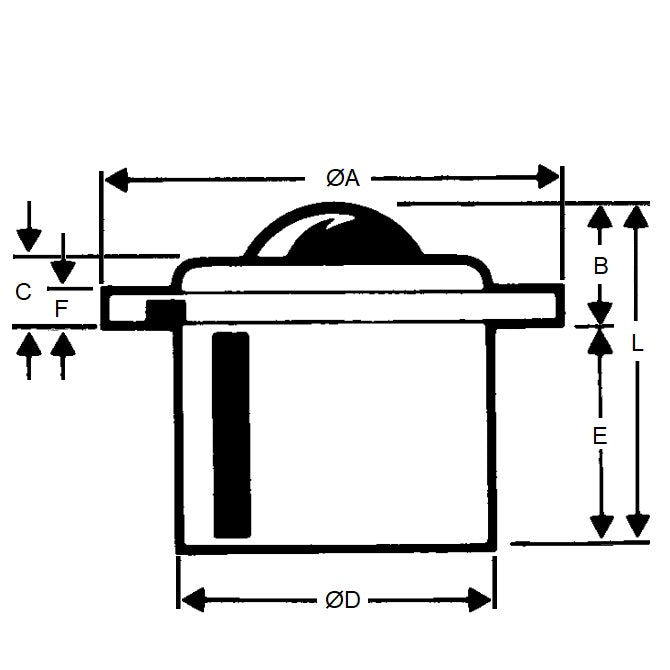 1219918 | BTU1000-025-F-PC-HD --- Flange Mount Ball Transfer Units - 1000 kg - 25.4x60.45 mm - Carbon Steel