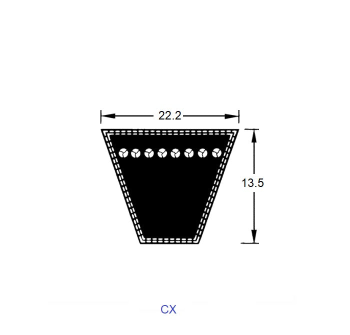 1220427 | BV22-01295-CX51 --- Vee Belts - 1295.4 -51.0 in.- mm - - - - Natural Rubber - Raw Edge