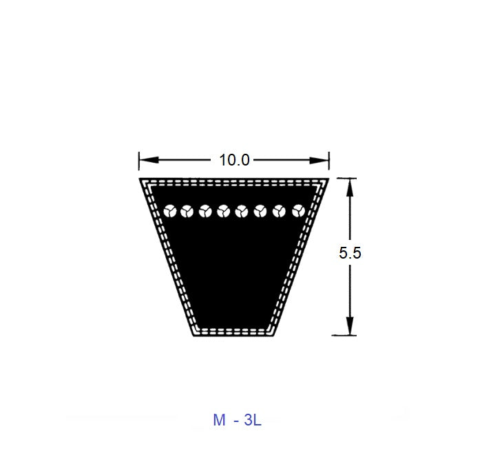 1219599 | BV10-00838-M33 --- Vee Belts - 838.0 -33.0 in.- mm - - - - Natural Rubber - Fabric Jacket
