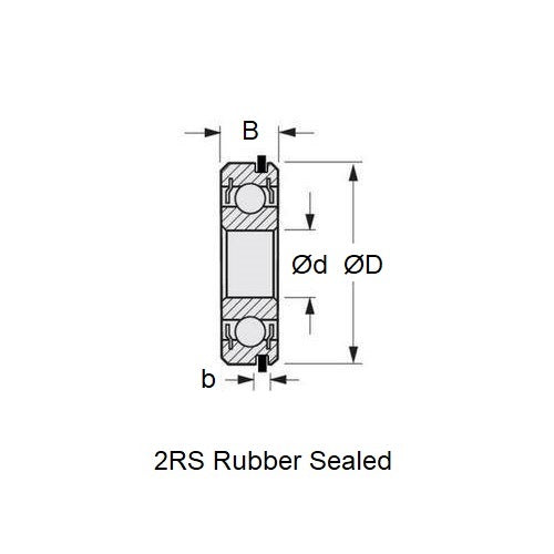 1086283 | R6A-2RS-NR-ECO --- Single Row Ball Bearings - 9.525x22.225x7.142 mm - Chrome Steel SAE 52100