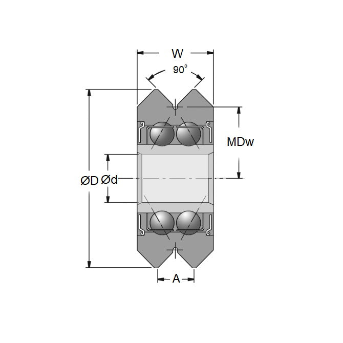 1037767 | SMR19.558-4.762-YY-VP-3.810 --- Plain Guide Wheels Dual Vee - Guide Wheel Size Reference 1 - 19.558x7.938 mm - Stainless Steel AISI 440C