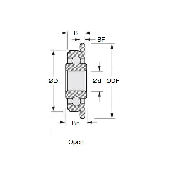 1036780 | SFWR0-MC34-GR5-R-L23 (20 Pcs) --- Single Row Ball Bearings - 1.191x3.967x1.588 mm / 2.381 mm - Stainless Steel AISI 440C
