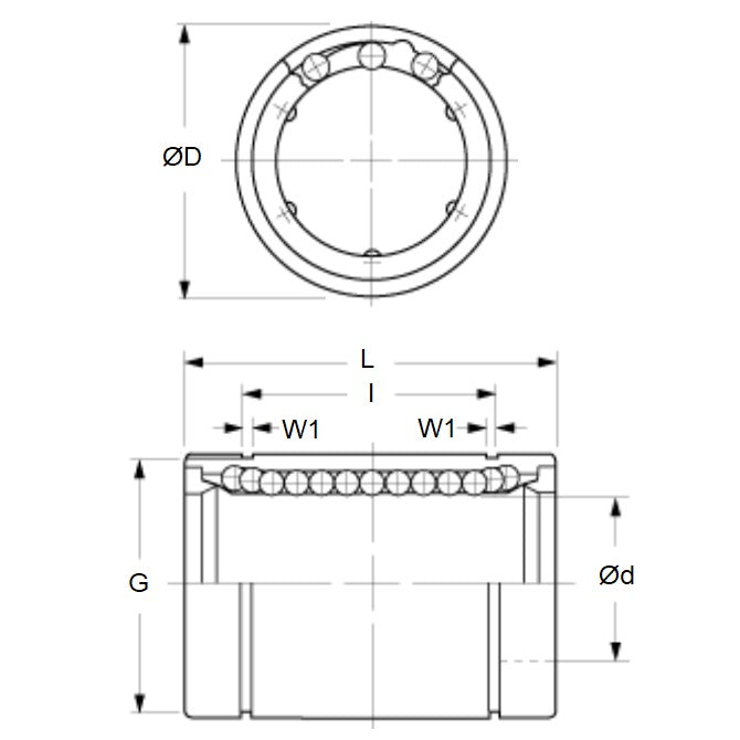 1052249 | LCB-0040-008-012 (10 Pcs) --- Ball Bearings Linear - 4x8x12 mm - Chrome Steel