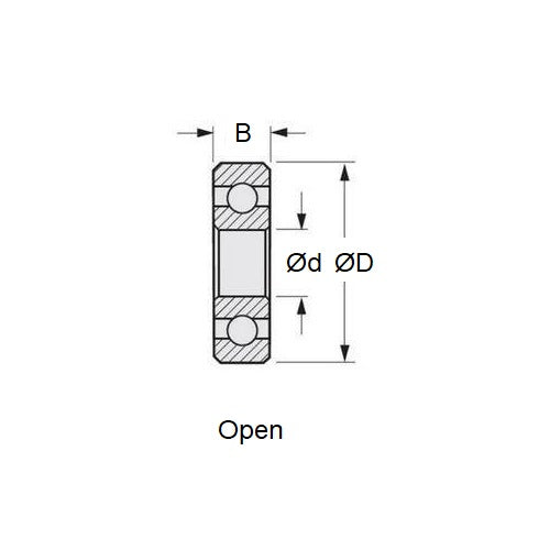 1081771 | SMR128-MC3-GVS --- Single Row Ball Bearings - 8x12x2.5 mm - Stainless Steel AISI 440C