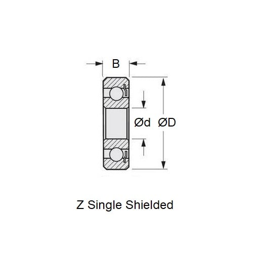 1110040 | 6202B-Z (50 Pcs) --- Single Row Ball Bearings - 15x35x9 mm - Chrome Steel SAE 52100
