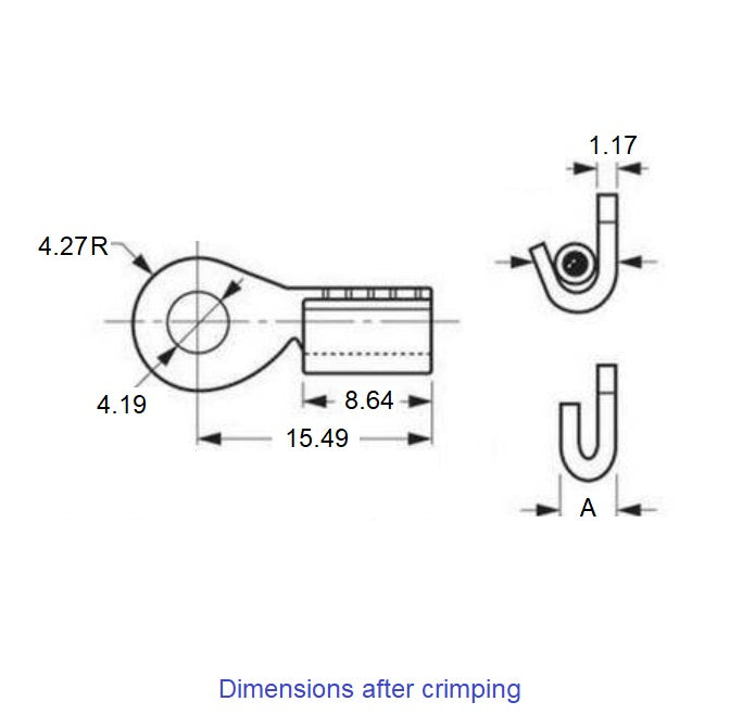 1037662 | SM-EYE (4 Pcs) --- Eye Cable Attachments - All mm - - Carbon Steel - Low Carbon Zinc Dichromate Finish