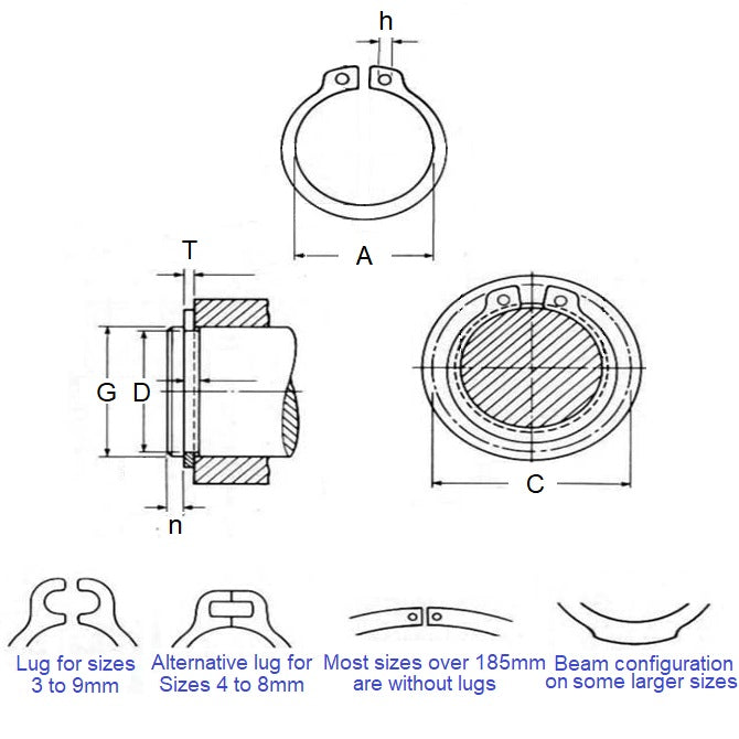 1059578 | CCE-00478-CZY --- External Retaining Rings - 4.78x0.38x4.45 mm - Zinc Plated Yellow