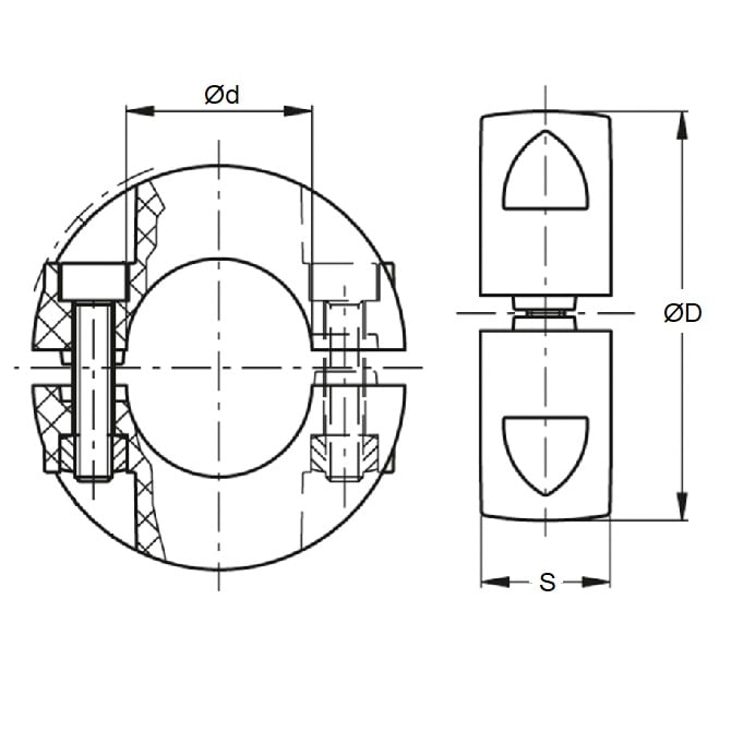 1096023 | COL-01100-028-11-2C-S3 --- Shaft Collars - 11x28x11 mm - Stainless Steel 303/304 (Similar to A2, 18-8) HRB80