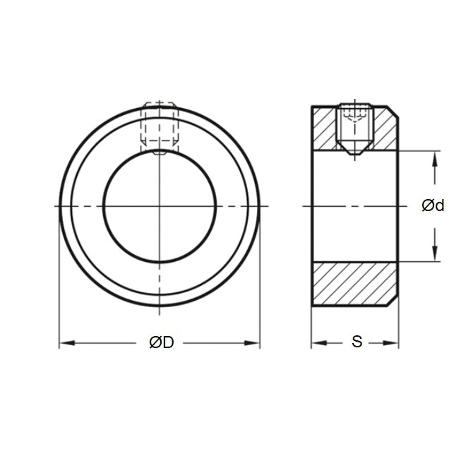 1047944 | COL-00318-010-06-CS-A --- Shaft Collars - 3.175x9.5x6.4 mm - Carbon Steel