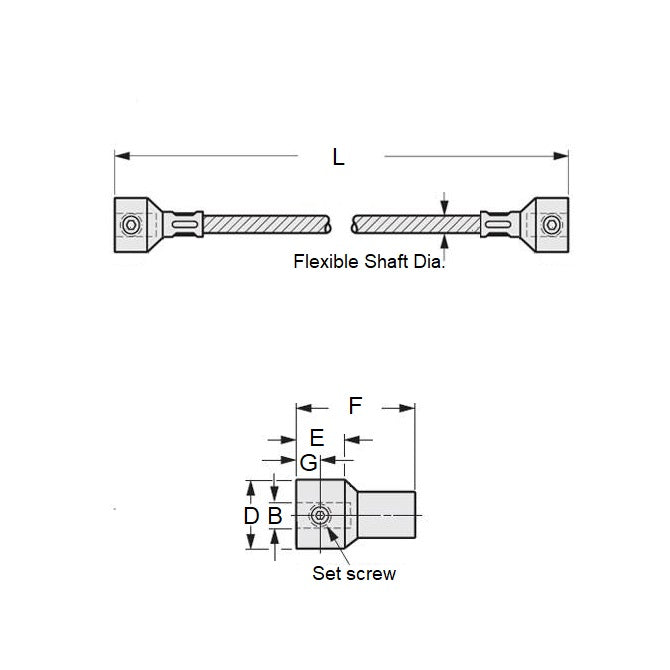 1070470 | CP-064-064-25-0203-FS --- Flexible Shafts - 6.35x6.35x203.2 mm - Plated Steel with Vinyl Cover