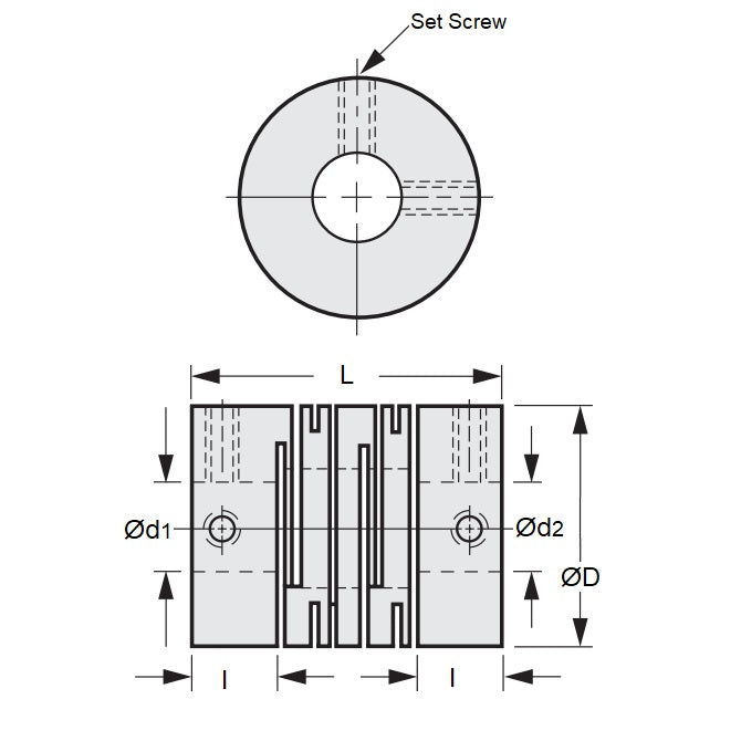 1045581 | CP-030-030-07-014-H-SL-ALP-ECO --- Slit Couplings - 3x3x7.9 mm - Anodized Aluminium