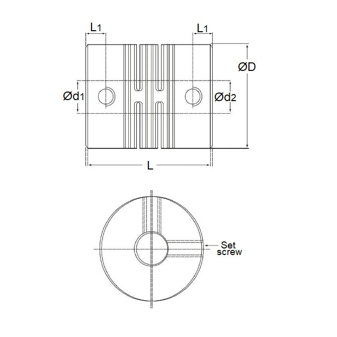 1038997 | CP-015-020-13-013-H-B6-AL-G --- Spiral 6 Beam Couplings - 1.5 2.000 Pilot Bore 12.7 mm - Aluminium