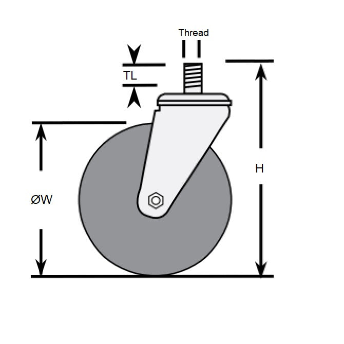 1161398 | WC415RS (4 Pcs) --- Stud Castors - 50.80 x 20.64 mm Swivel 34 - Soft Rubber