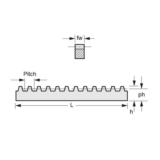 1206026 | RK80B2-0707 --- Rack Gears - 200x7x7 mm - Brass