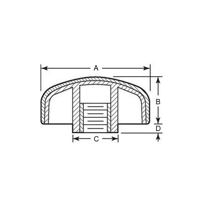 1059419 | KF048F-030-3L-SFT --- Lobe Knobs - 10-32 UNF - 4.76mm - 29.97x14 mm - Zinc Plated Brass