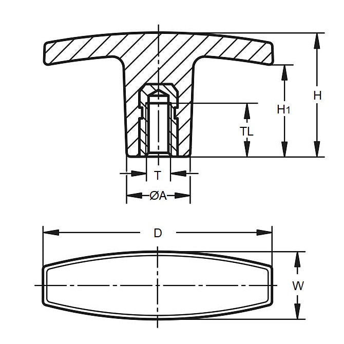 1228941 | KF080M-080-W (4 Pcs) --- Wing Knobs - M8x1.25 80x26 mm