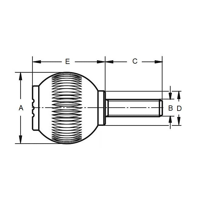 1086741 | KM095C-040-NG (10 Pcs) --- Ball Knobs - 3/8-16 UNC -9.53mm- 39.88x20.1 mm - Steel
