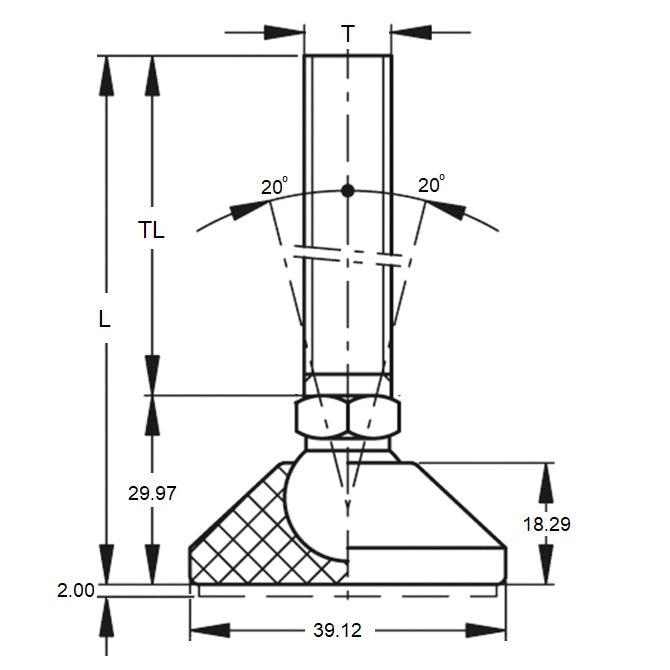 1134703 | MLM-254C-151-CNY-0LH --- Levelling Studded Mounts - 1-8 UNC -25.4mm- 122.9x35.1 mm - Steel