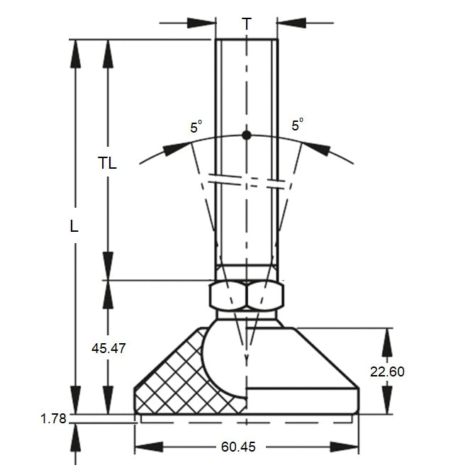 1134700 | MLM-254C-180-S3NY-LA2LH --- Levelling Studded Mounts - 1-8 UNC -25.4mm- 122.9x14.5 mm - Stainless Steel