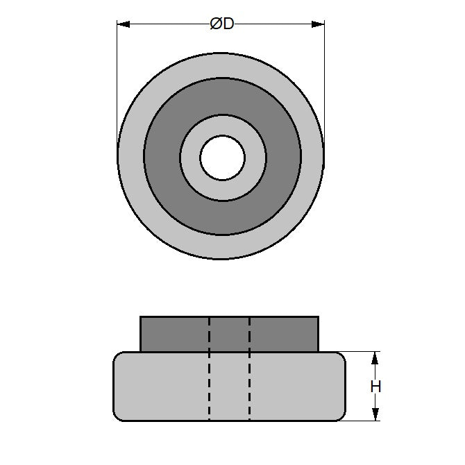 1143077 | MLP-0032-CR --- Levelling Cover Pads Mounts - 32 mm - 3.05 - - - Neoprene Rubber
