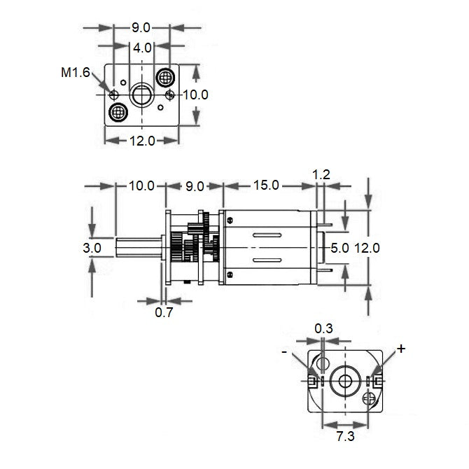 1095402 | 12LM-1-300 (10 Pcs) --- Open Gear Gearmotors - 11.67 RPM - 1.5 V - 0.05 A