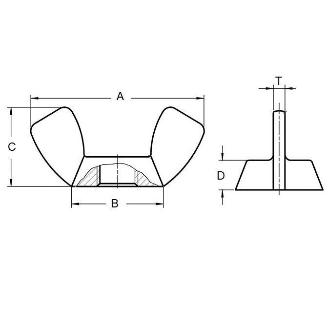 1064717 | NT060M-WG-NY (5 Pcs) --- Wing Nuts - M6 - 6x1mm - 20x12 mm - Natural Nylon 6.6