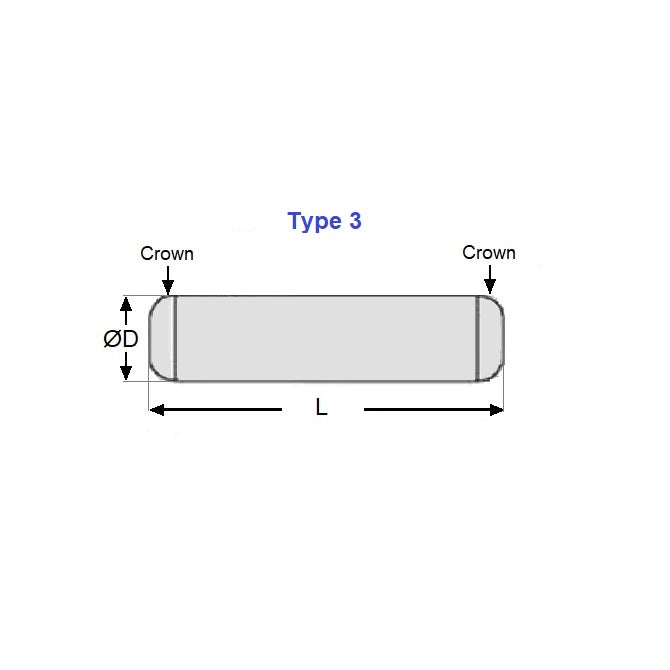 1039450 | DP020-008-C-3 (5 Pcs) --- Dowel Pins - 2x8x8.6 mm - Carbon Steel Unhardened