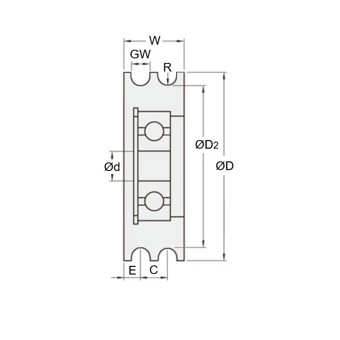 1041636 | PUI004-0220-040-AS440 --- U Groove Idler Pulleys - 2x22x4 mm - Aluminium Alloy - Clear Anodized