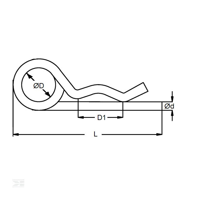 1046384 | RCL-030-073-ZD (2 Pcs) --- Double Coil R Clips - 3x73 mm - Zinc Plated