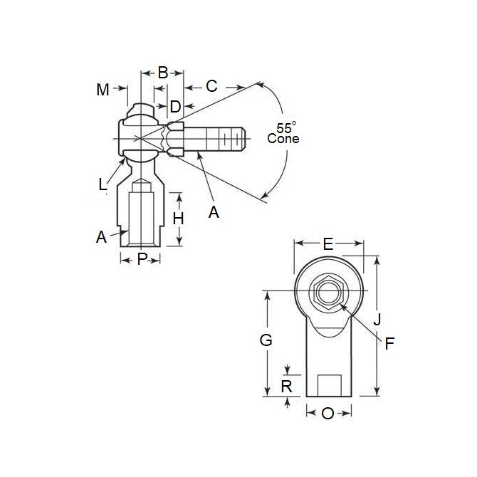 1059219 | SPF3SRS --- Female Rod Ends - 4.764 - 14.28x11.1 mm - Steel with Nylon Seat