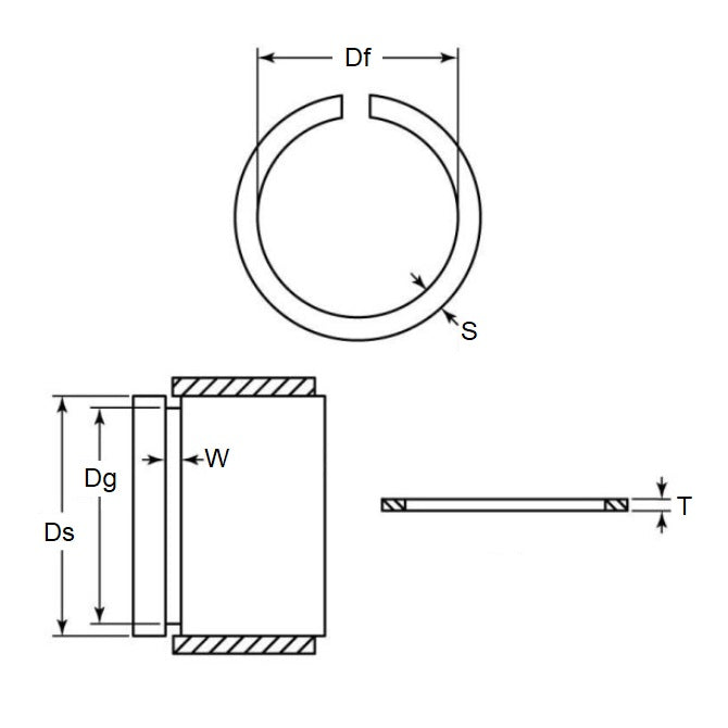1048688 | WRE-0032-SQ-O --- External Retaining Rings - 3.18x0.51x2.92 mm - Spring Steel