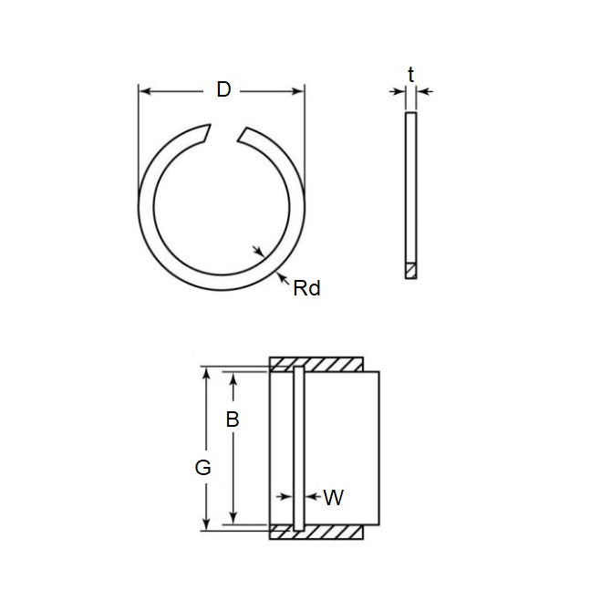 1074645 | WRI-0070-LS --- Internal Retaining Rings - 7x0.8x7.3 mm - Spring Steel