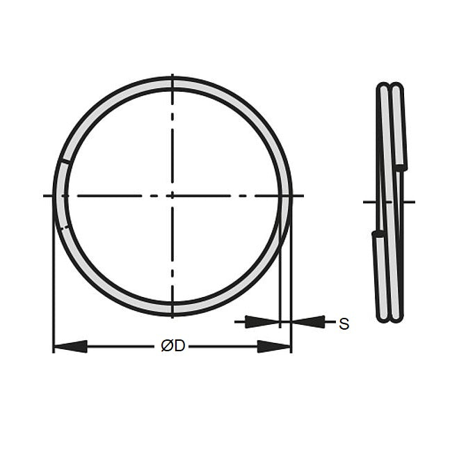 1040981 | RS23-29-ZP (5 Pcs) --- Split Rings - 2.3x29.5x34 mm - Spring Steel Zinc Plated