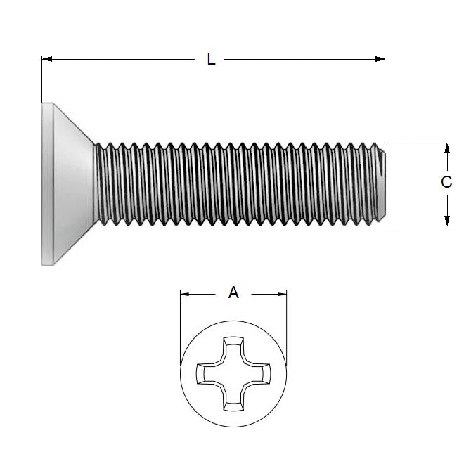 1037666 | SK010M-012-PH-S4 (50 Pcs) --- Countersunk Screws - M1 -1x0.25mm- 12 mm - 304 Stainless