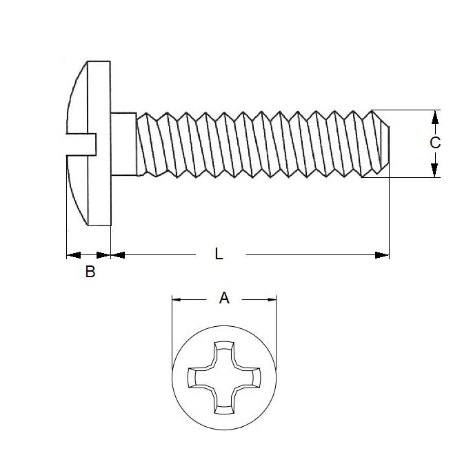 1046124 | SC030M-030-F-PH-CZ (100 Pcs) --- Fillister Head Screws - M3 - 3x0.5mm - 30 mm - Zinc Plated Steel