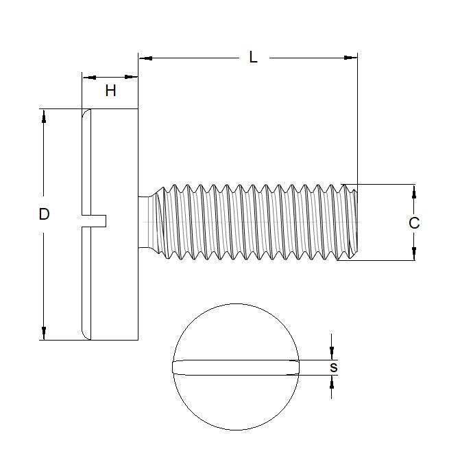 1052953 | SC040M-012-LS-C (25 Pcs) --- Large Shallow Head Screws - M4 -4x0.7mm- 12 mm - Carbon Steel