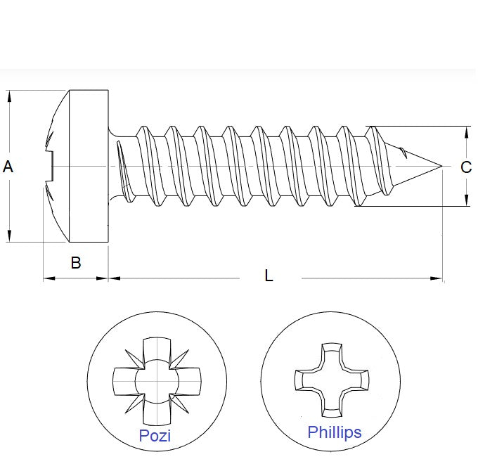 1049425 | SD0350-010-PH-CZ (100 Pcs) --- Self Drilling Screws - 6-20 - 3.5mm - 9.525 mm - 100 - Steel Zinc Plated