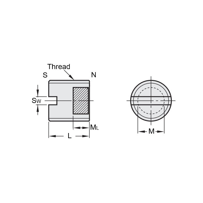 1091266 | SS100M-0080-C-MAG-SL --- Magnetic End Socket Set Screws - M10 -10x1.5mm- 8 mm - Magnetic Tipped - Carbon Steel