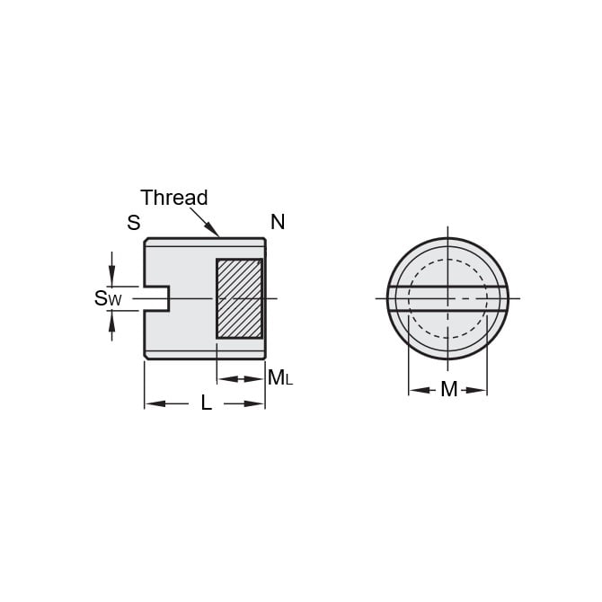 1082263 | SS080M-0150-C-MAG --- Magnetic End Socket Set Screws - M8 -8x1.25mm- 15 mm - Magnetic Tipped - Carbon Steel