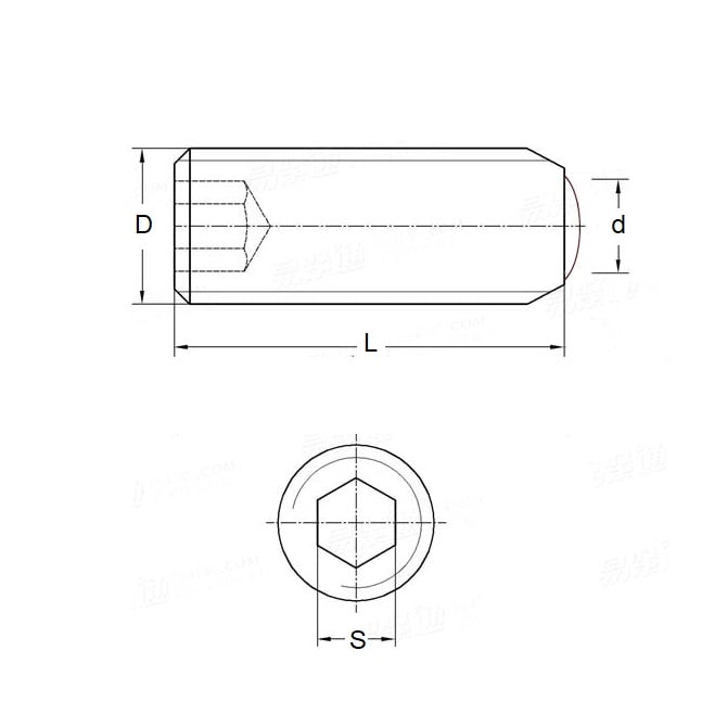 1072542 | SS064C-0095-AS-OT (100 Pcs) --- Oval Tip Socket Set Screws - 1/4-20 UNC -6.35mm- 9.5 mm - Oval Tipped - Carbon Steel - Hardened