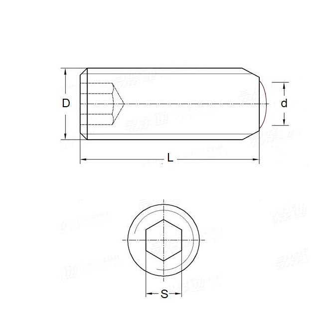 1061279 | SS050M-0100-S3-SOL (2 Pcs) --- Solder Tipped Socket Set Screws - M5 -5x0.8mm- 10 mm - Solder Tipped - Stainless Steel 18-8 (Similar to A2, 303, 304)
