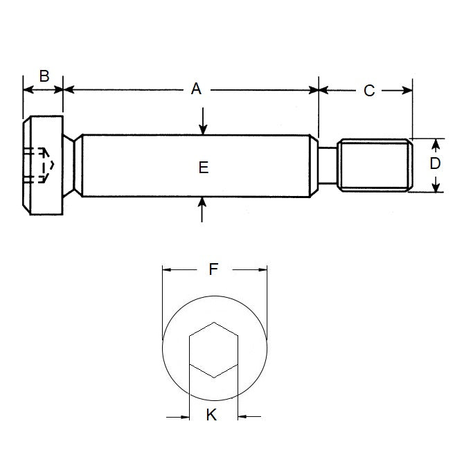 1047409 | SHLD032-003-SKT-P-S3 (50 Pcs) --- Shoulder Screws - 3.175x3.21 mm - 4-40 UNC - Stainless Steel 303/304 Similar to A2, 18-8 HRB80