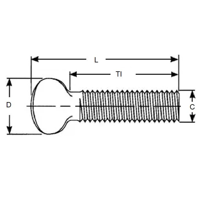 1104070 | THS127C-038-F-MI (50 Pcs) --- Thumb Screws - 1/2-13 UNC -12.7mm- 38.1x61.91 mm - Malleable Iron