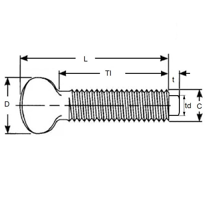 1056916 | THS042C-019-F-CZ-NT --- Thumb Screws - 8-32 UNC -4.17mm- 19.05 - Carbon Steel Zinc Plated
